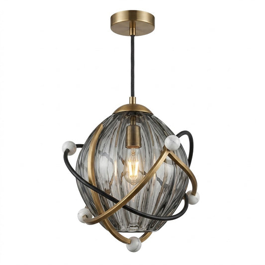 Celestial Orbit Hand-Blown Fluted Glass Pendant Light
