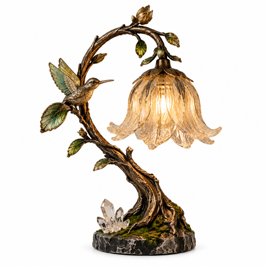 Hummingbird Garden Glass Table Lamp
