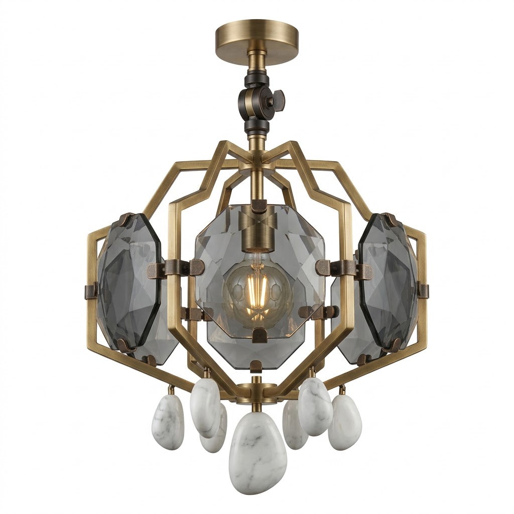 Geometric Crystal & Marble Chandelier Pendant Light