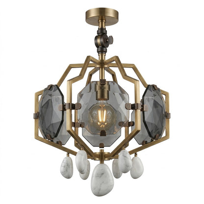 Geometric Crystal & Marble Chandelier Pendant Light