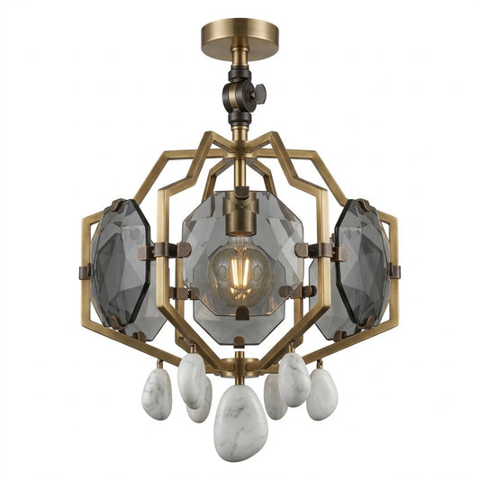 Geometric Crystal & Marble Chandelier Pendant Light