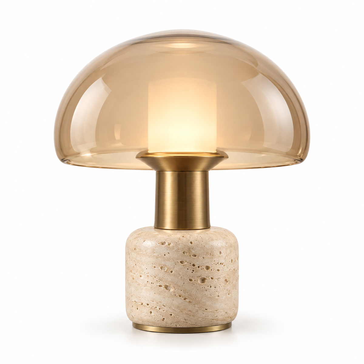 Amber Glow Mushroom Table Lamp