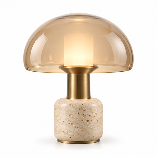 Amber Glow Mushroom Table Lamp