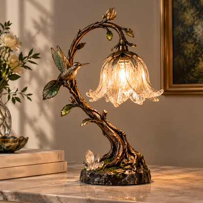 Hummingbird Garden Glass Table Lamp