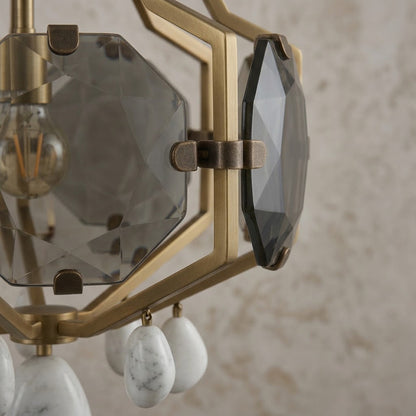 Geometric Crystal & Marble Chandelier Pendant Light