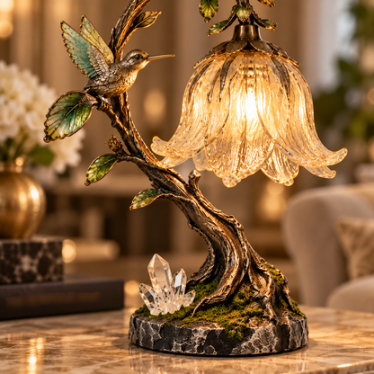 Hummingbird Garden Glass Table Lamp