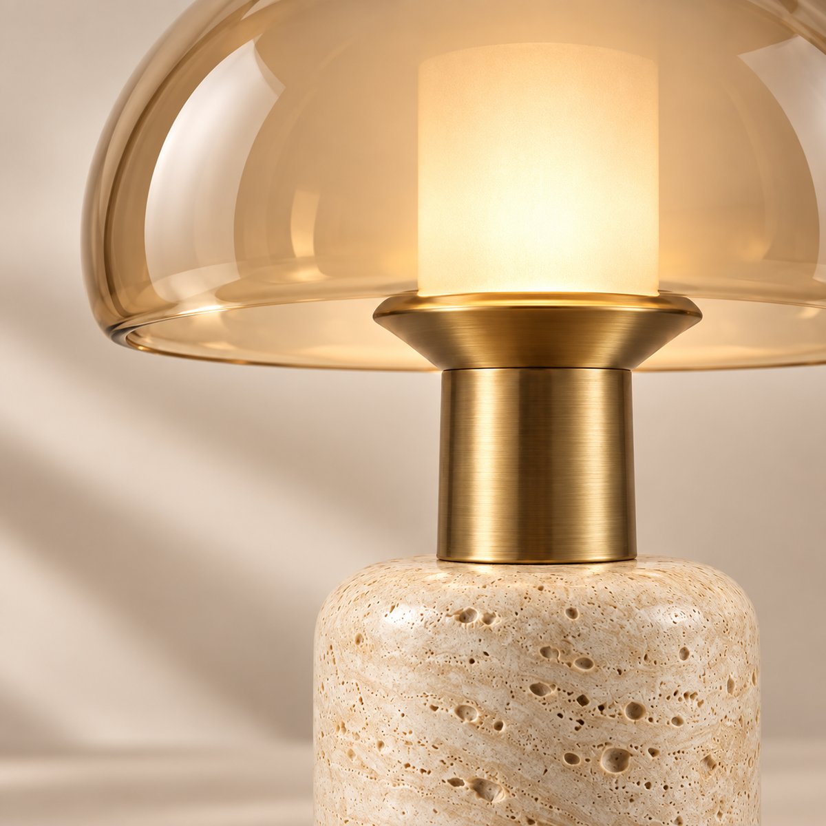 Amber Glow Mushroom Table Lamp