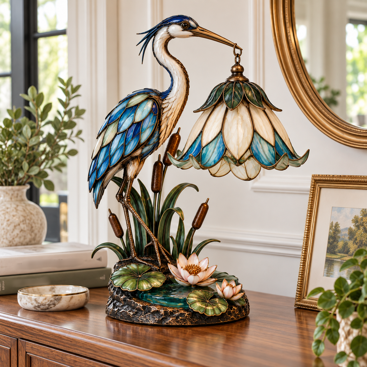 Heron Lotus Pond Table Lamp