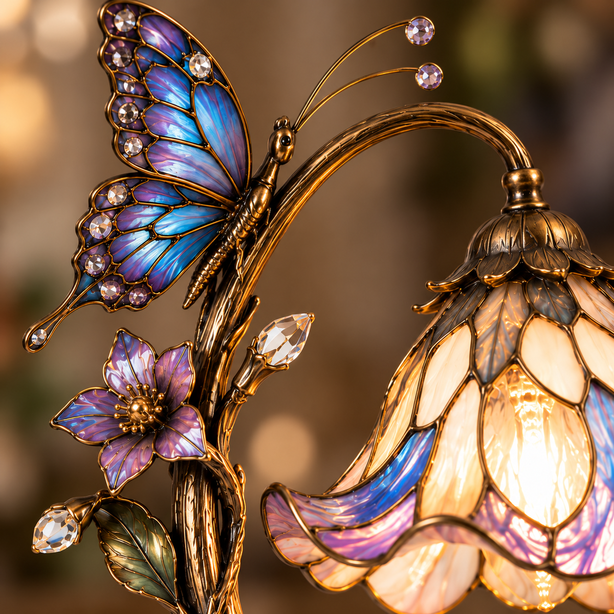 Enchanted Butterfly Glass Table Lamp